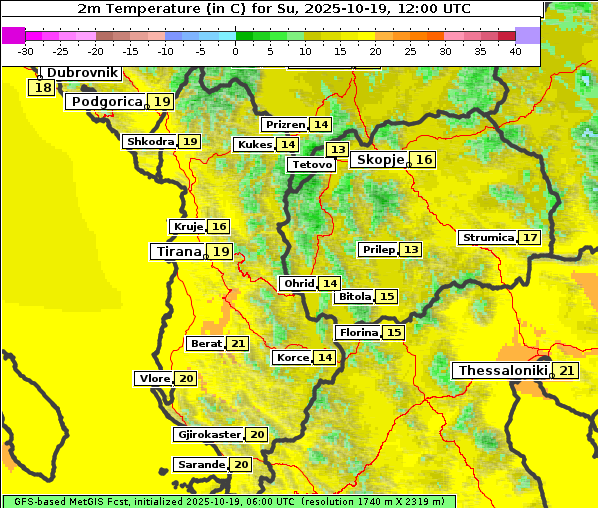 Temperatur, 19. 10. 2025
