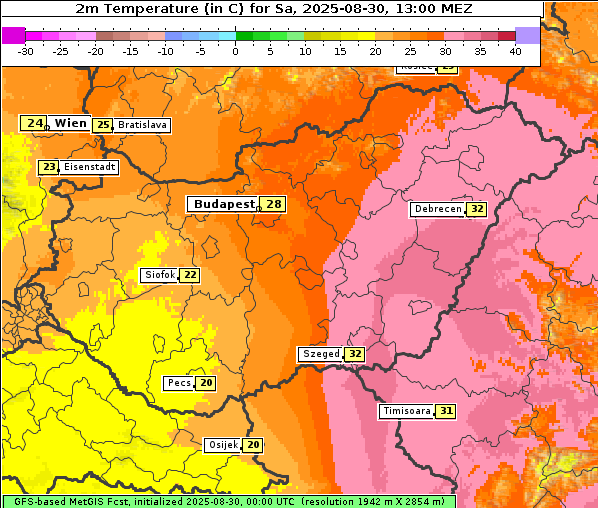 Temperatur, 30. 8. 2025