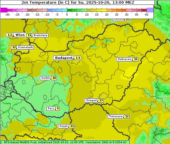 Temperatur, 26. 10. 2025