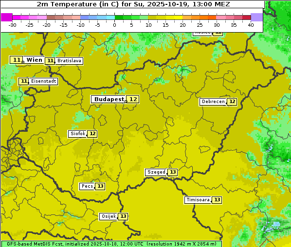Temperatur, 19. 10. 2025
