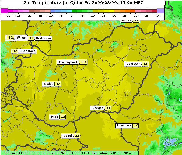 Temperatur, 20. 3. 2026