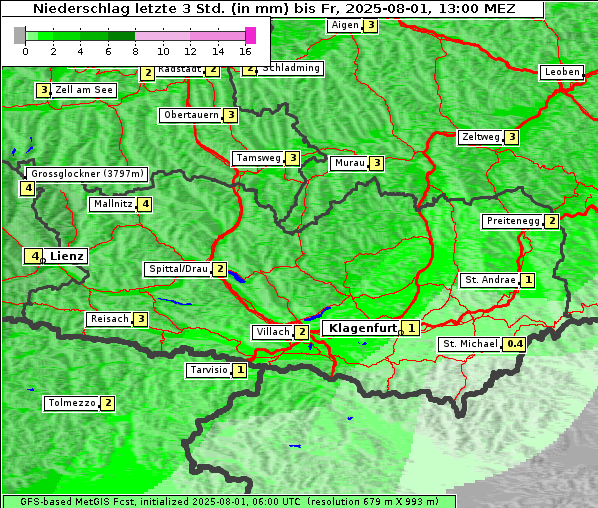 Niederschlag, 1. 8. 2025