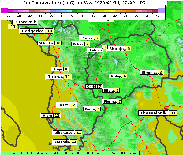 Temperatur, 14. 1. 2026