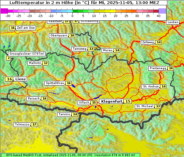 Temperatur, 5. 11. 2025