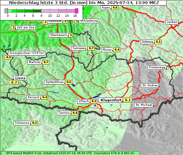 Niederschlag, 14. 7. 2025