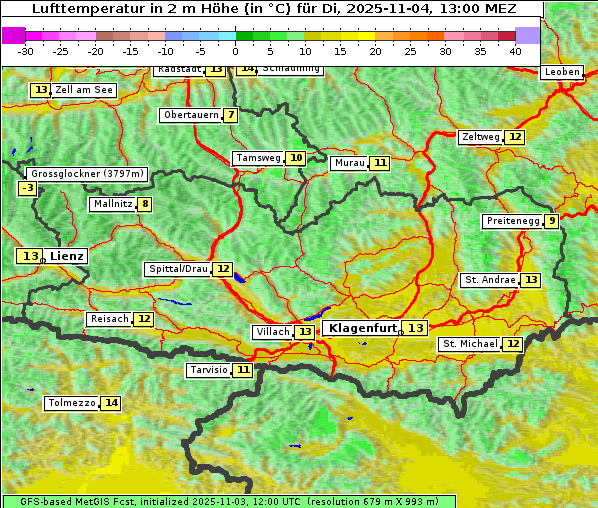 Temperatur, 4. 11. 2025