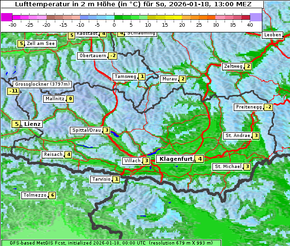 Temperatur, 18. 1. 2026