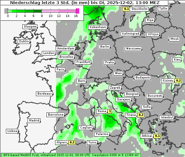Niederschlag, 2. 12. 2025