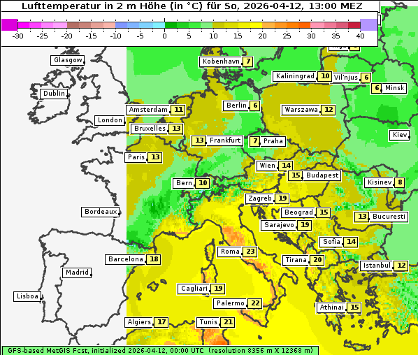 Temperatur, 12. 4. 2026