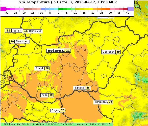 Temperatur, 17. 4. 2026
