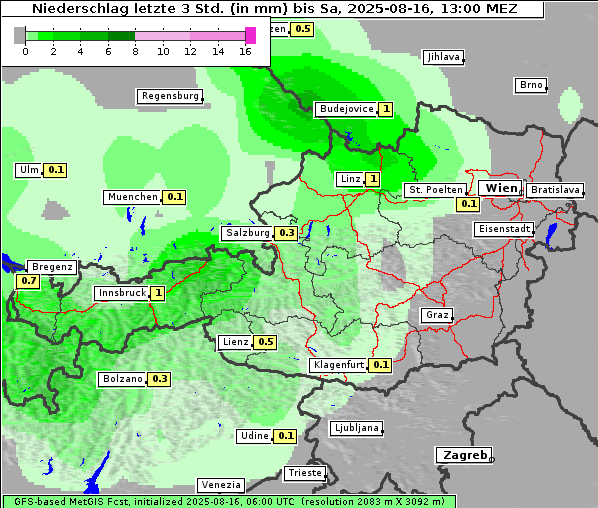 Niederschlag, 16. 8. 2025