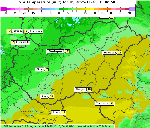 Temperatur, 20. 11. 2025