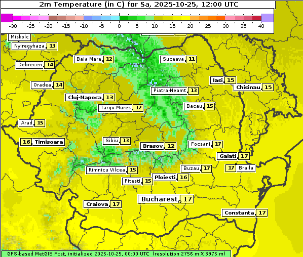 Temperatur, 25. 10. 2025