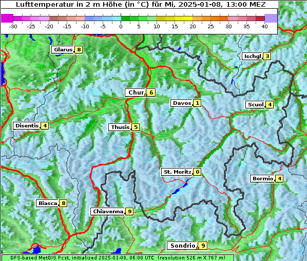 Temperatur, 8. 1. 2025