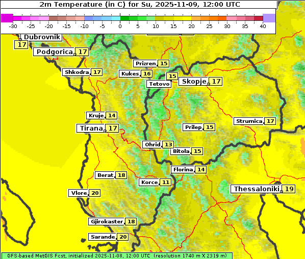 Temperatur, 9. 11. 2025