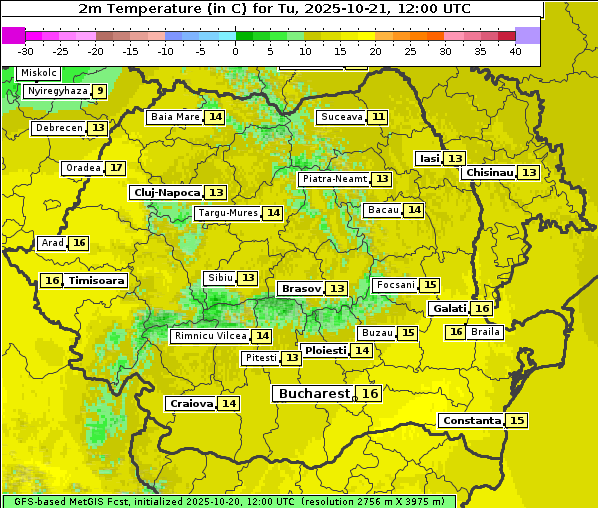 Temperatur, 21. 10. 2025