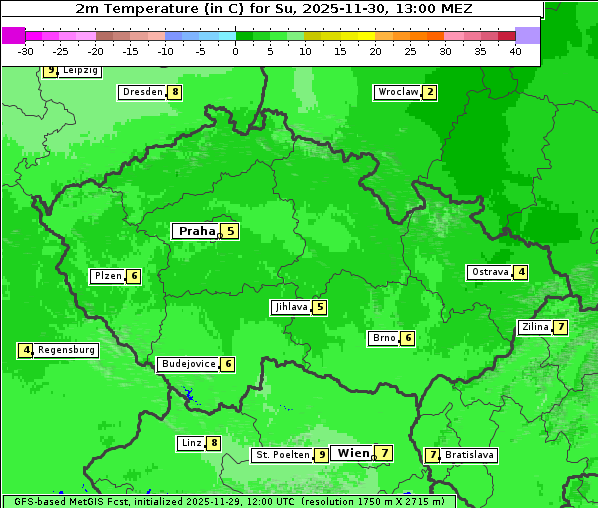 Temperatur, 30. 11. 2025