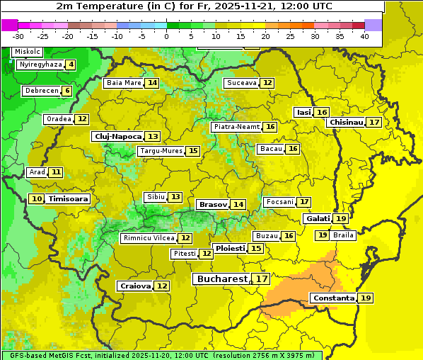 Temperatur, 21. 11. 2025