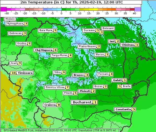 Temperatur, 19. 2. 2026