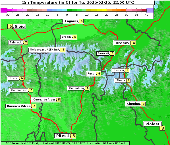 Temperatur, 25. 2. 2025