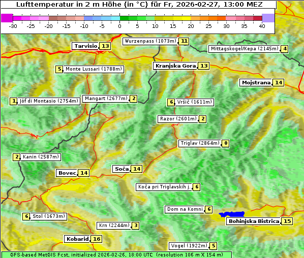 Temperatur, 27. 2. 2026
