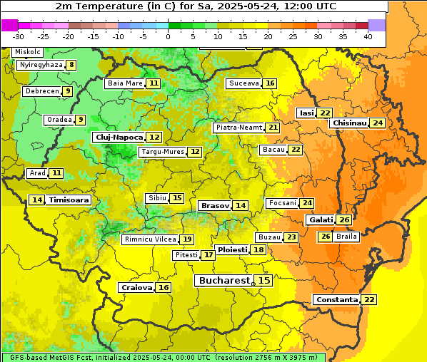 Temperatur, 24. 5. 2025