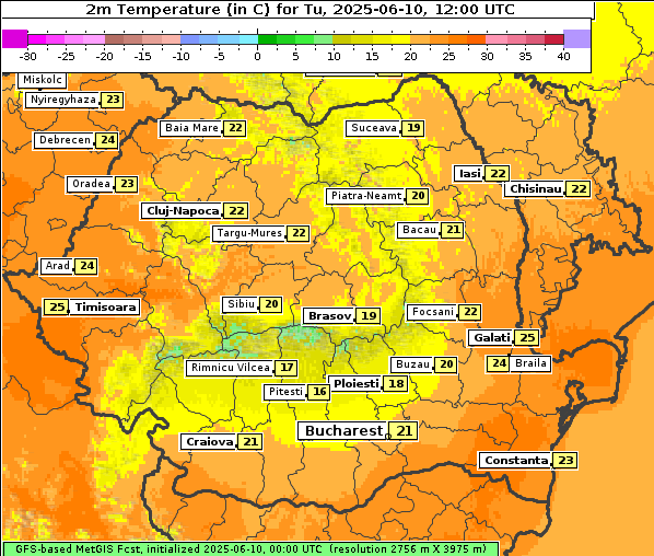 Temperatur, 10. 6. 2025