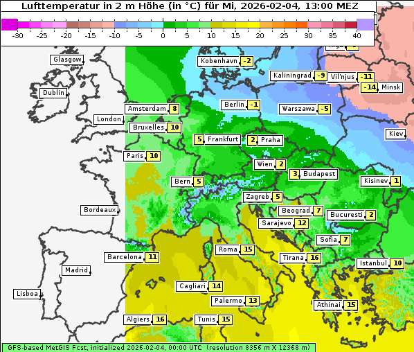 Temperatur, 4. 2. 2026