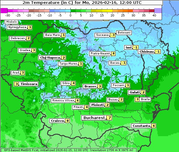 Temperatur, 16. 2. 2026