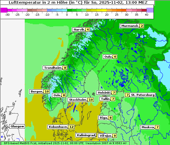 Temperatur, 2. 11. 2025