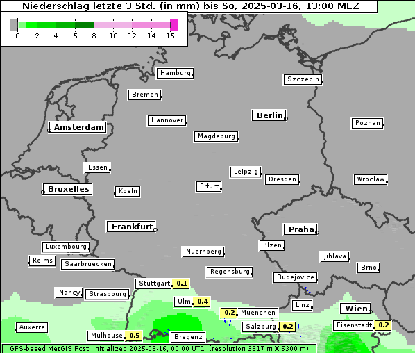 Niederschlag, 16. 3. 2025