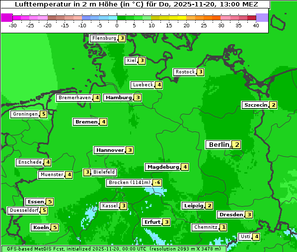 Temperatur, 20. 11. 2025
