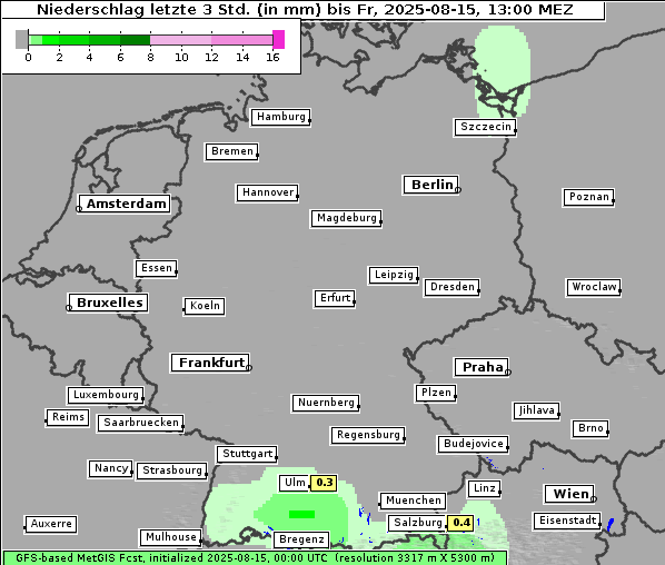 Niederschlag, 15. 8. 2025