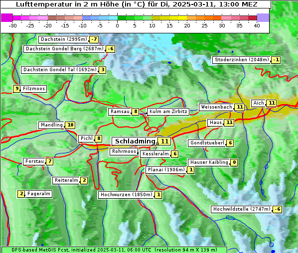 Temperatur, 11. 3. 2025