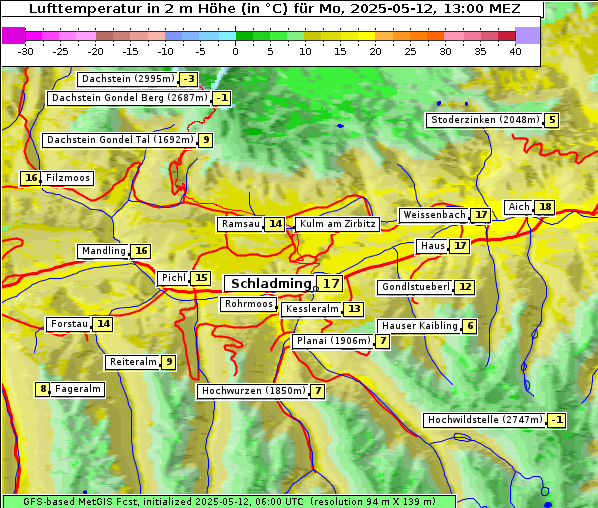 Temperatur, 12. 5. 2025