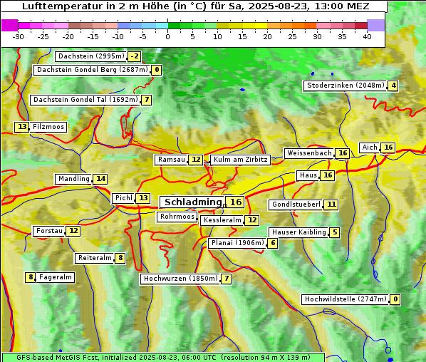 Temperatur, 23. 8. 2025