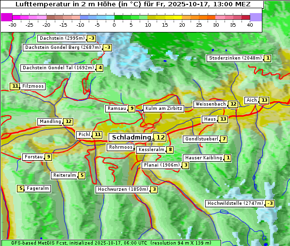 Temperatur, 17. 10. 2025