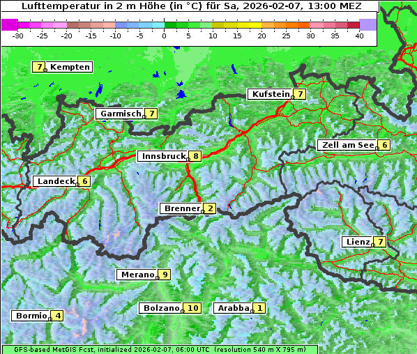 Temperatur, 7. 2. 2026