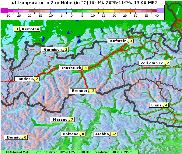 Temperatur, 26. 11. 2025