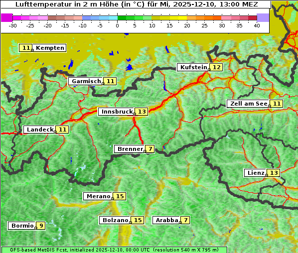 Temperatur, 10. 12. 2025