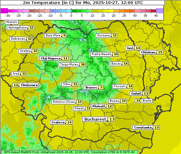 Temperatur, 27. 10. 2025