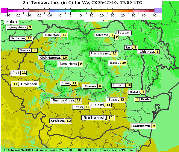 Temperatur, 10. 12. 2025