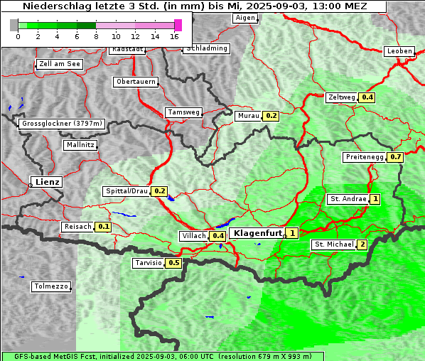 Niederschlag, 3. 9. 2025