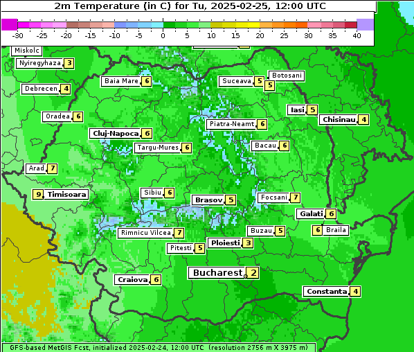 Temperatur, 25. 2. 2025