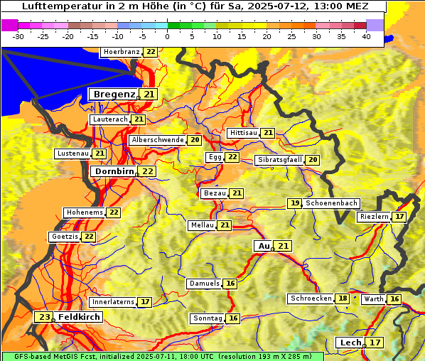 Temperatur, 12. 7. 2025