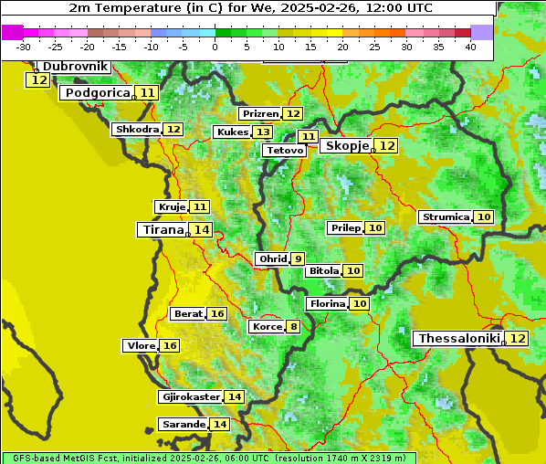 Temperatur, 26. 2. 2025