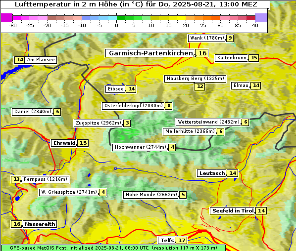 Temperatur, 21. 8. 2025