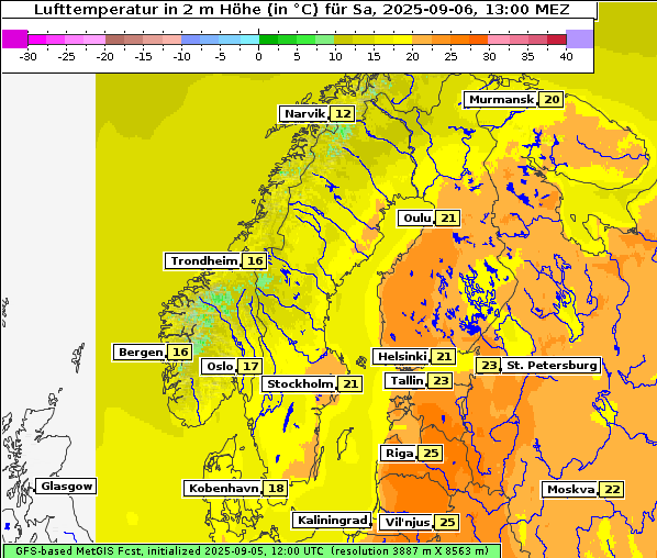 Temperatur, 6. 9. 2025