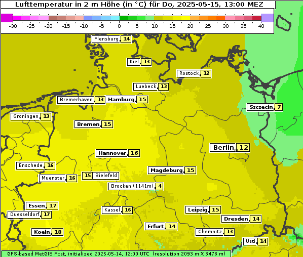 Temperatur, 15. 5. 2025