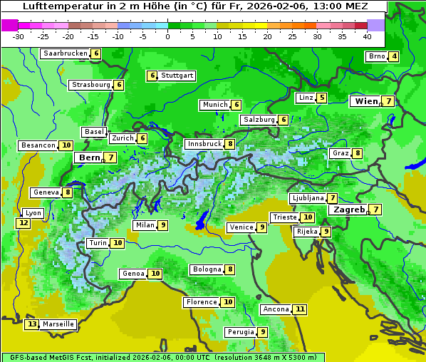 Temperatur, 6. 2. 2026
